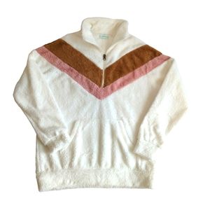 Shopthemint fuzzy fluffy plush fleece 1/4 zip pullover top